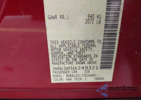 2014 Nissan Altima 2.5 Sl z USA, uszkodzony, nr VIN 1N4AL3AP1EN249321